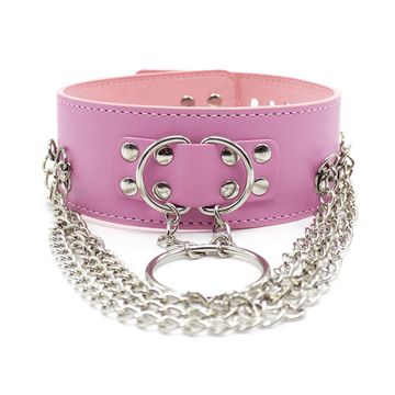 Adjustable Rivet Choker with Multi-Layered Chain and O-Ring / BDSM Collars in Different Colors - EVE's SECRETS